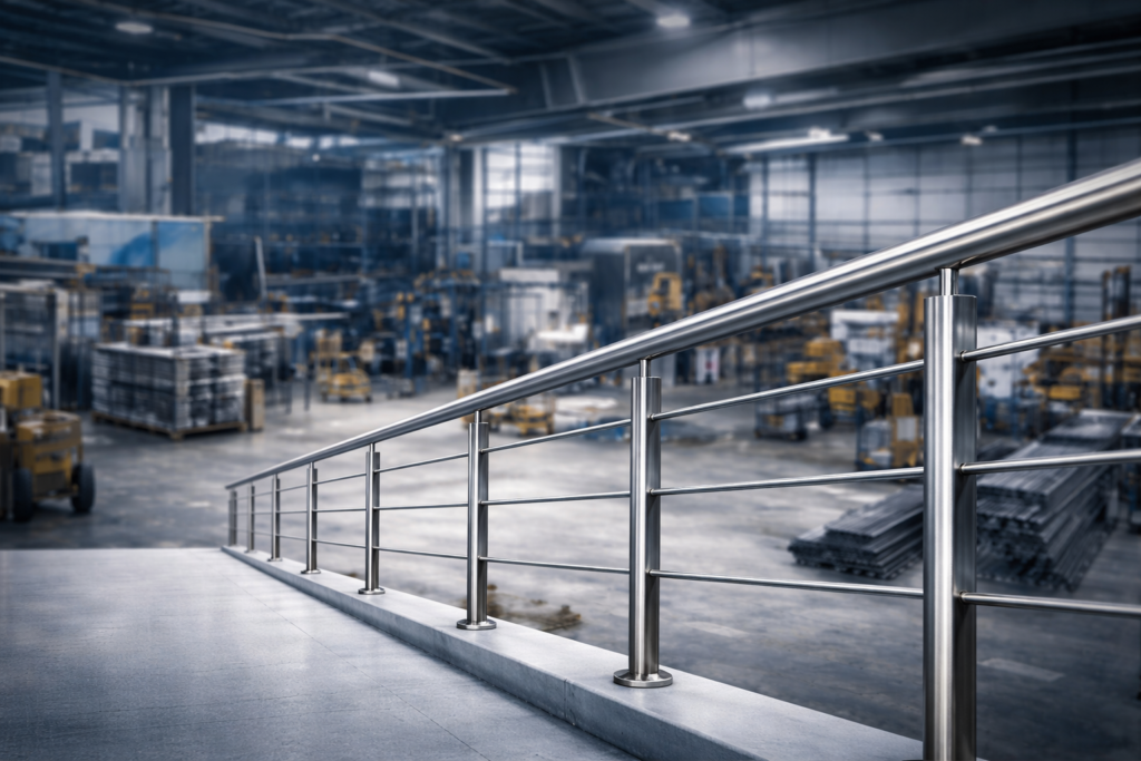 Home modern warehouse with steel railing