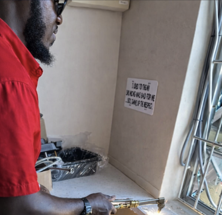 Founder of thefixitdudes doing oxyfuel cuting