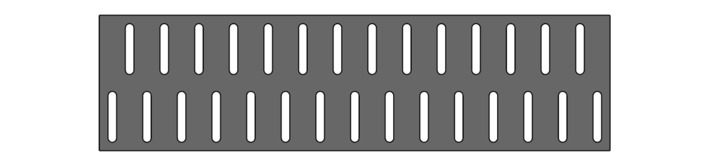 Staggered vertical slot CNC-cut steel panel pattern for PWS modern gates.