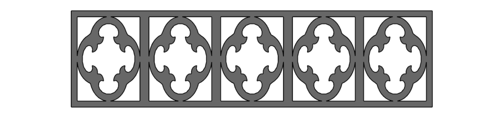 Heritage quatrefoil CNC-cut steel panel pattern for PWS modern gates.