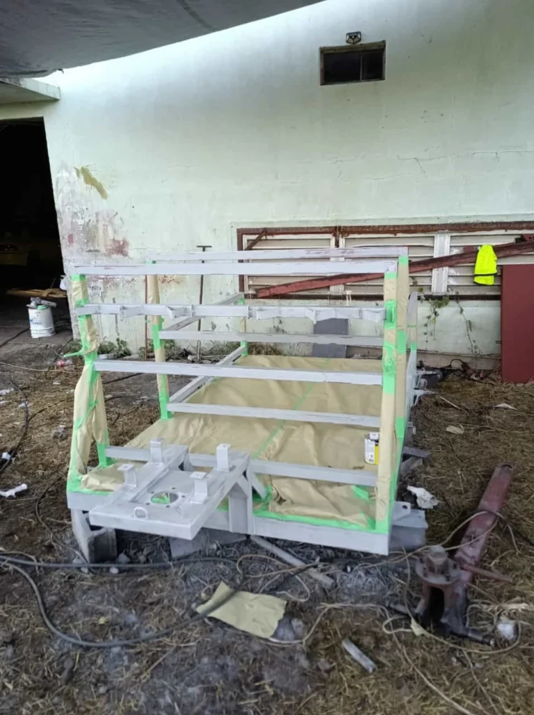 Platform during coating work