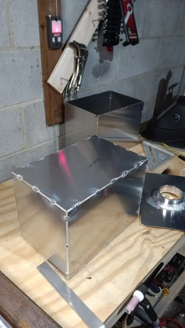 Sheet-metal box assembly in progress